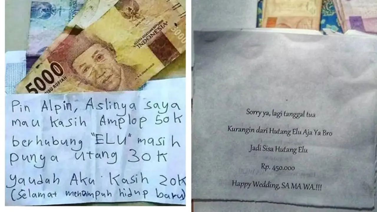 6 Tulisan Ingatkan Punya Utang di Amplop Nikahan Ini Bikin Pengantin Meringis