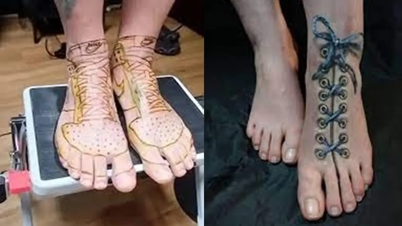 6 Tato Bentuk Sepatu di Kaki Ini Nyeleneh, Enggak Habis Pikir