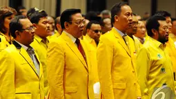 Priyo Budi Santoso, Agung Laksono dan Agus Gumiwang saat menghadiri Munas ke-IX Partai Golkar, Jakarta, Sabtu (6/12/2014). (Liputan6.com/Andrian M Tunay)