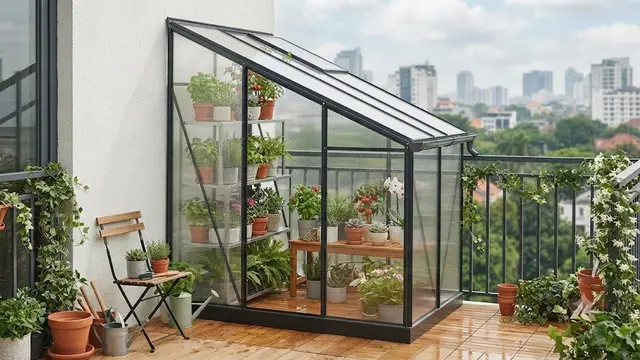 Greenhouse dengan Atap Miring (AI Generated)