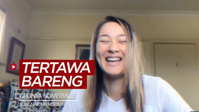 Berita video ngobrol dan tertawa bareng atlet cantik, Gronya Somerville, membahas soal naik helikopter ke venue laga final bulutangkis.