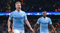 Gol tunggal Kevin de Bruyne pada menit ke-76, sukses membawa Manchester City meraih kemenangan 1-0 atas Paris Saint-Germain (PSG) pada leg kedua perempat final Liga Champions di Stadion Etihad, Manchester, Rabu (13/4/2016) dini hari WIB. (AFP/Oli Scarff)