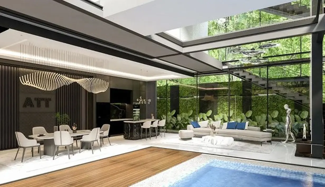 Ditandai sebagaikediaman Ayu Ting Ting, di salah satu sisi rumahnya pun terdapat singkatan namanya, ATT. (Foto: Instagram/Angkasa Architects)
