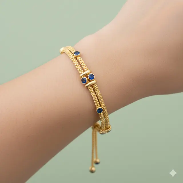 Gelang Emas Kombinasi Safir Harga Stabil. Gemini