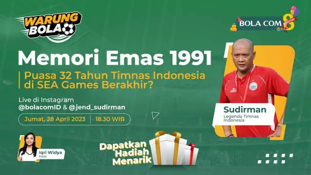 Berita video Warung Bola kali ini tentang memori emas SEA Games 1991 cabang sepak bola dengan bintang tamu sekaligus saksi momen bersejarah itu, legenda Timnas Indonesia, Sudirman, Jumat (28/4/2023).