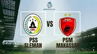 Ilustrasi PSS Sleman Vs PSM Makassar, BRI Super League. (Bola.com/AI)