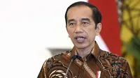 Presiden Joko Widodo (Jokowi) minta belanja kementerian dan lembaga serta pemda mengutamakan penyerapan produk-produk dalam negeri saat Rakornas Pengendalian Inflasi Tahun 2020 pada Kamis (22/10/2020). (Biro Pers Sekretariat Presiden/Lukas)