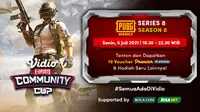 Live streaming Vidio Community Cup PUBG Series 8 dapat disaksikan melalui platform Vidio, laman Bola.com, dan Bola.net. (Dok. Vidio)