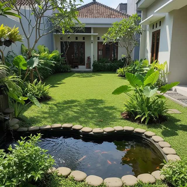 9 Ide Taman Minimalis dengan Kolam Ikan Kecil Ramah Anak, Estetik dan Aman