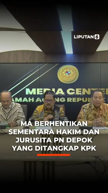 MA Berhentikan Sementara Hakim dan Jurusita PN Depok yang Ditangkap KPK