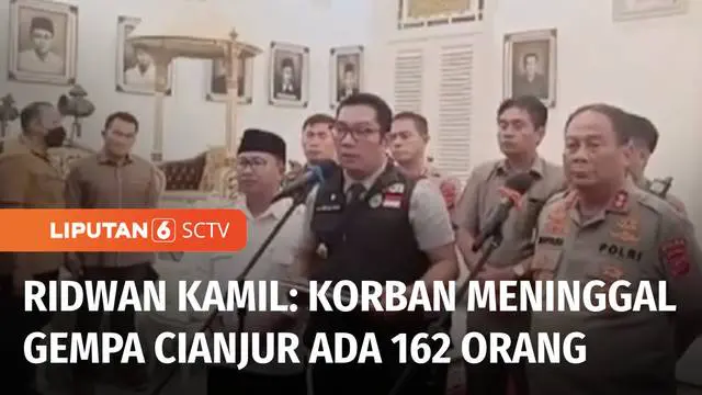 Gubernur Jawa Barat, Ridwan Kamil, menyampaikan ada 162 orang meninggal dunia dan 326 terluka akibat gempa yang mengguncang Cianjur pada Senin (21/11) siang. Sementara, lebih dari 13.700 warga mengungsi dan lebih dari 2.300 rumah rusak.
