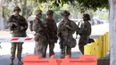 Ratusan personel Marinir Amerika Serikat (AS) diterjunkan ke Los Angeles. Penempatan ini merupakan bagian dari perintah langsung Presiden Amerika Serikat (AS) Donald Trump. (ETIENNE LAURENT/AFP)