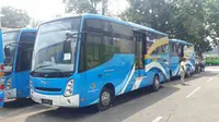 Sudah satu tahun bus hibah dari Kemenhub terparkir di area Dinas Perhubungan Kota Bogor (Liputan6.com/Achmad Sudarno)