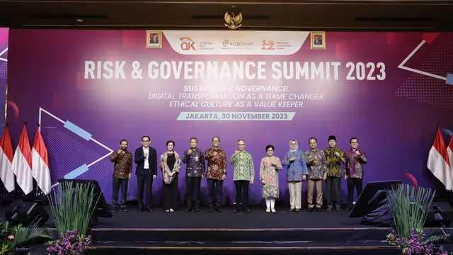 Kegiatan Risk & Governance Summit 2023 dengan tema “Sustainable Governance: Digital Transformation as A Game Changer, Ethical Culture as A Value Keeper” di Jakarta, Kamis (30/11/2023). (Dok OJK)