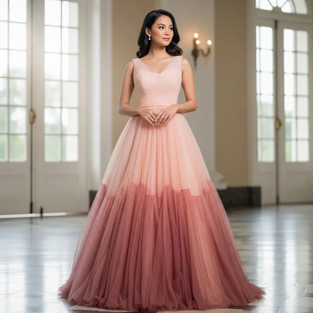 9 Model Long Dress Bahan Tulle dengan Potongan Princess Ball Gown, Tampil Memukau