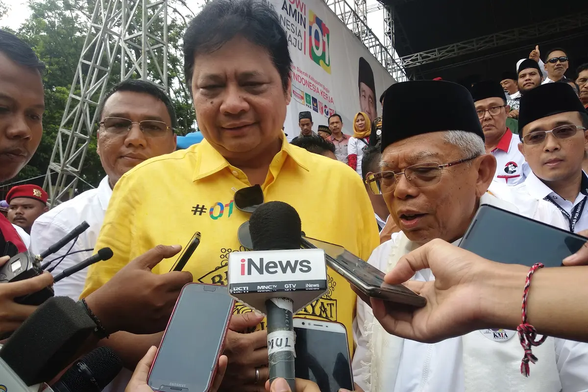 Ketua Umum Partai Golkar Airlangga Hartarto dan cawapres 01 Ma'ruf Amin