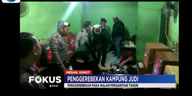 Polisi Gerebek Kampung Judi dan Narkoba di Medan, 13 Orang Diamankan