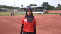 Atlet Lari ASEAN Para Games Karisma Evi Tiarani usai latihan di stadion Universitas Sebelas Maret Solo, Jumat (20/12/2019).