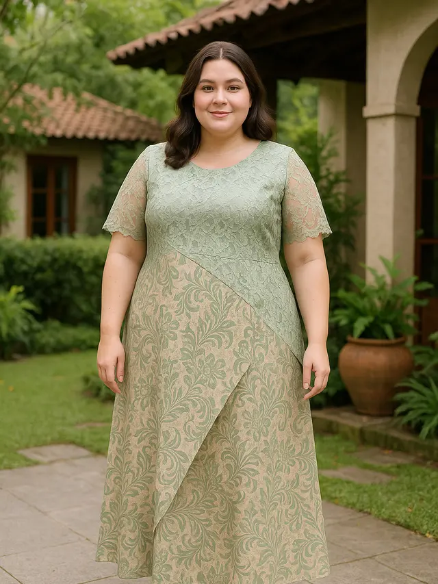 Model Gamis Batik Kombinasi Brokat