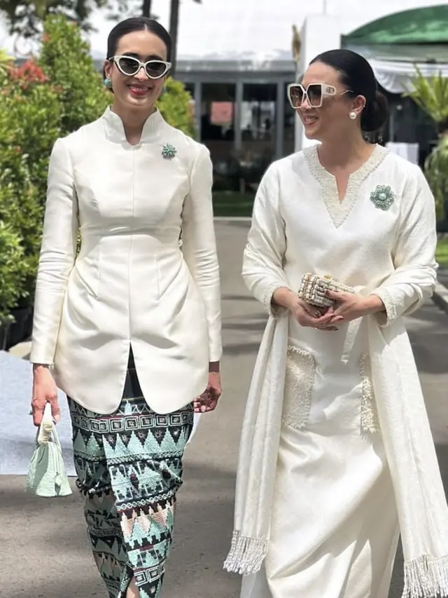 Gaya Artis dan Ibu Pejabat Kenakan Atasan Siluet Kebaya saat Lebaran.