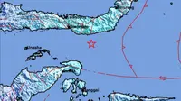 Gempa Magnitudo 5,6 mengguncang wilayah barat daya Bolaang Uki, Bolaang Mongondow Selatan, Sulut, Rabu (22/5/2024). (Liputan6.com/ Dok BMKG)