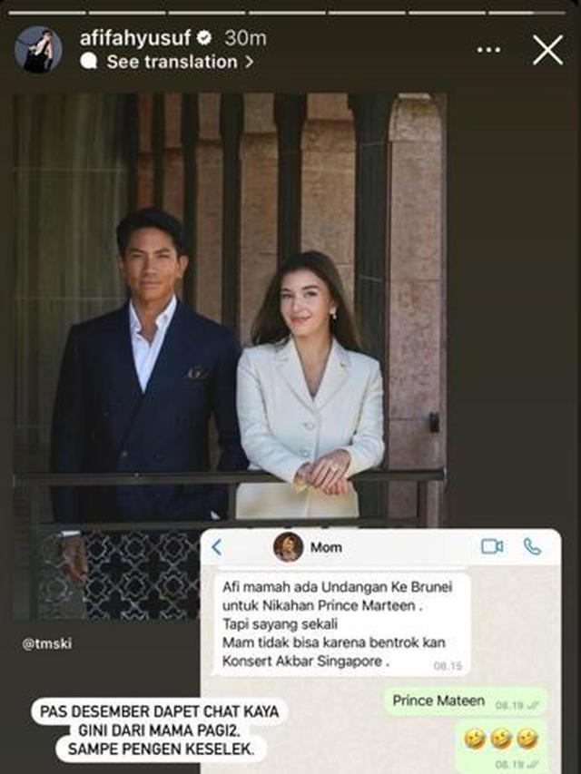 unggahan instagram stories Afifah Yusuf, putri Hetty Koes Endang