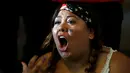 Ekspresi Carol Ruiz (31) saat menyaksikan kegagalan Timnas Amerika Serikat memenangkan laga kontra Portugal di Los Angeles, Kalifornia, (22/6/2014). (REUTERS/Lucy Nicholson)