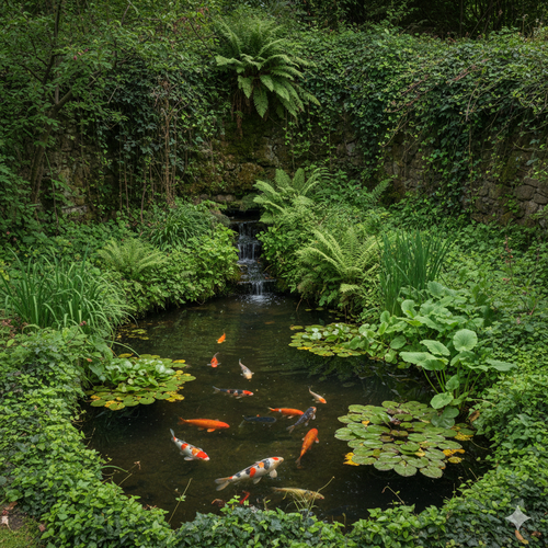 Desain Kolam Ikan yang Terlihat Aman Ini Justru Menarik Ular (Foto: Gemini AI)