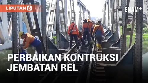 VIDEO: Petugas KAI Perbaiki Konstruksi Jembatan Rel Pasca Tabrakan KA Brantas dengan Truk Tronton