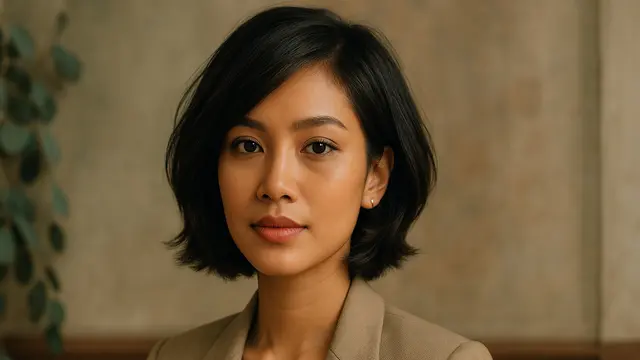 Model Rambut untuk Wajah dengan Dagu Runcing