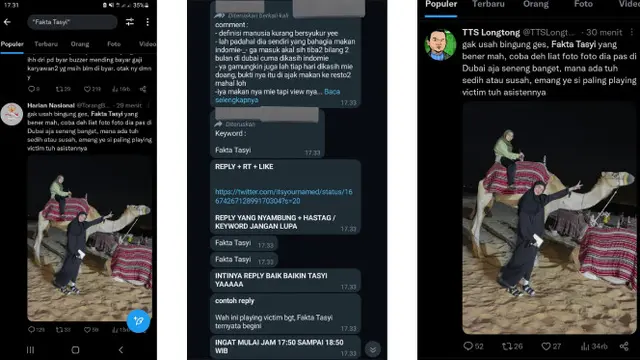 Tiba-Tiba Trending di Twitter 'Fakta Tasyi' yang Membicarakan Kebaikan Tasyi Athasyia. Namun, Muncul Dugaan Bahwa Kembaran Tasya Farasya Membayar Buzzer untuk Memulihkan Nama Baik Usai Berseteru dengan Mantan Karyawan