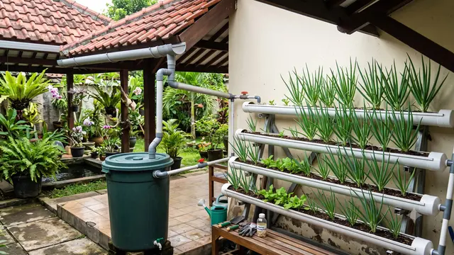 Model Teras dengan Daun Bawang dalam Talang PVC