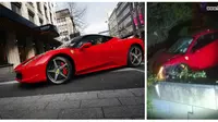 Pamer Pakai Ferrari Sewaan, Pengemudi Ini Justru Seruduk Pagar 
