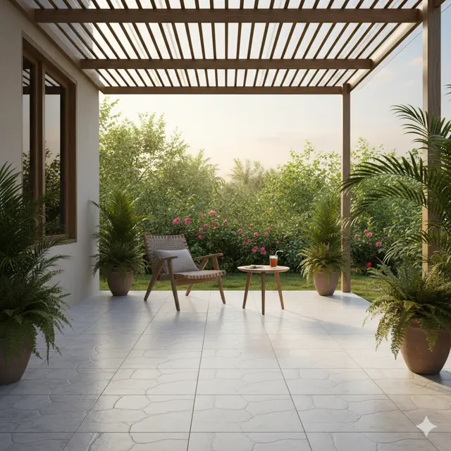 Desain Teras Rumah Sederhana yang Cocok untuk Iklim Panas (Foto: Gemini AI)