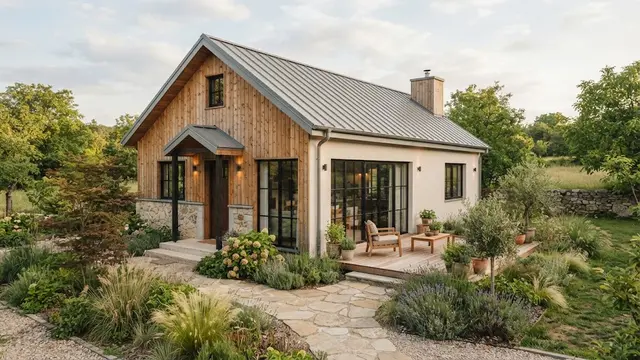 Rumah Kecil Atap Pelana dengan Gaya Minimalis Natural