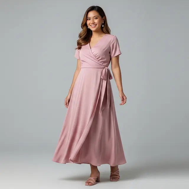 Dress Wrap dengan Ikatan Samping