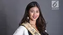 Runner up 1 Miss Grand Indonesia 2019 Cindy Yuliani berpose di Kantor KLY, Jakarta, Selasa (3/9/2019). Cindy Yuliani merupakan mahasiswi semester 4 di Universitas Pendidikan Nasional Bali. (Liputan6.com/Herman Zakharia)