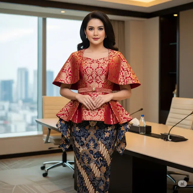 Peplum Brokat Pinggang Fit + Batik