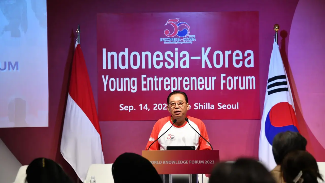 Duta Besar Republik Indonesia untuk Republik Korea Gandi Sulistiyanto resmi membuka Indonesia Korea Young Entrepreneurs Forum/IKYEF