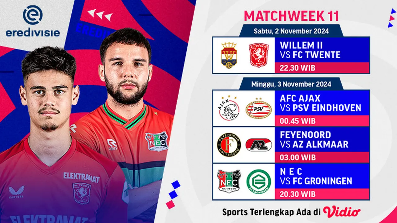 Jadwal Eredivisie 2024/2025 Matchweek 11