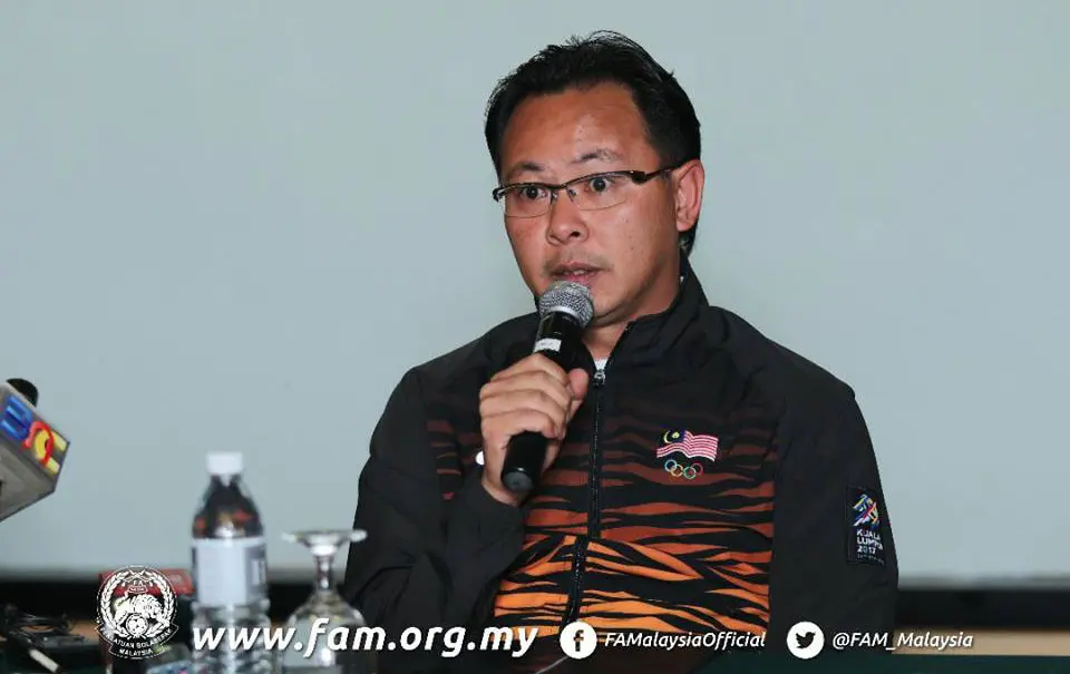 Pelatih Timnas Malaysia U-22, Ong Kim Swee, dalam sesi konferensi pers jelang laga Malaysia vs Indonesia, Jumat (25/8/2017). (Bola.com/Dok. FA Malaysia)