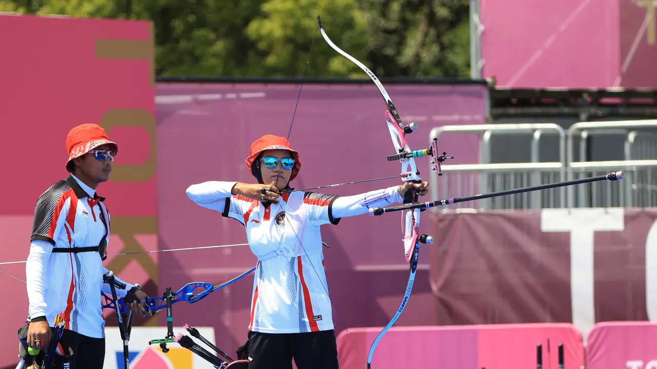 Foto: Tim Panahan Beregu Campuran Indonesia Terhenti di Perempat Final Olimpiade Tokyo 2020