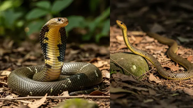 Ular king kobra vs king koros (Image by Gemini AI)