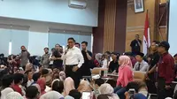 Calon Presiden (Capres) nomor urut satu Anies Baswedan saat hadir dalam uji gagasan di Universitas Bina Bangsa, Serang, Banten, Kamis (21/12/2023). (Liputan6.com/Winda Nelfira)