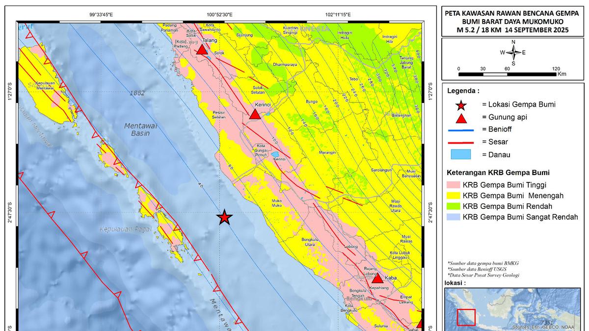 Analisis Badan Geologi Penyebab Gempa M 4,9 di Mukomuko Bengkulu