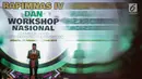 Ketum PPP Romahurmuziy memberikan arahan dalam Rapimnas IV dan Workshop Nasional Anggota DPRD di Jakarta, Selasa (26/2). Pembahasan Rapimnas untuk pematangan strategi pemenangan pemilu legislatif dan pemenangan Jokowi-Ma'ruf. (Liputan6.com/Faizal Fanani)