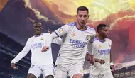 Real Madrid - Eden Hazard dikelilingi Rodrygo dan Ferland Mendy (Bola.com/Adreanus Titus)