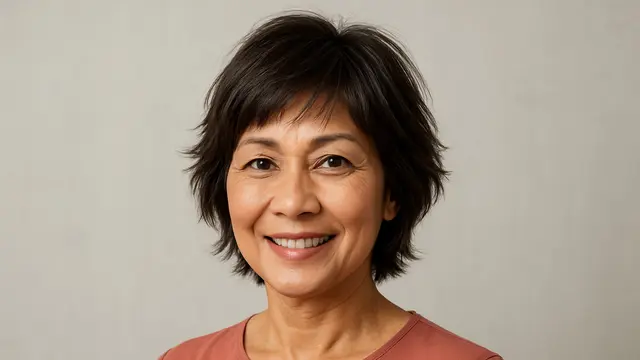 Potongan Shaggy Layer Pendek untuk Ibu-Ibu Usia 50 Tahunan/Ilustrasi Gambar AI