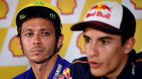 Valentino Rossi belum melupakan insiden dengan Marc Marquez di MotoGP 2015. (AFP/Manan Vatsyayana)