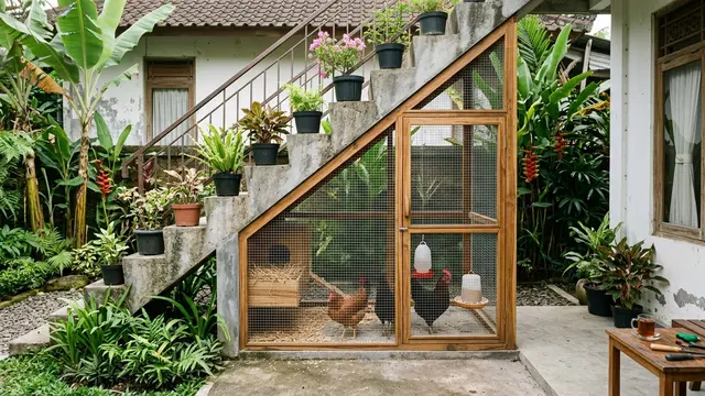 Ide Kandang Ayam di Bawah Tangga